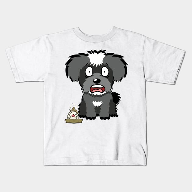 Funny schnauzer steps on a dirty diaper Kids T-Shirt by Pet Station